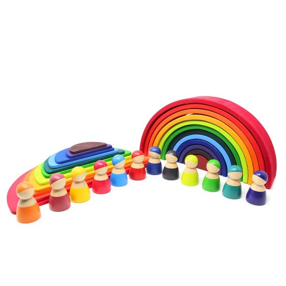 Greenwalnut's Large Rainbow Stacker Bundle, Rainbow Stacker ,Dolls , Semi Circle - Picture 1 of 11